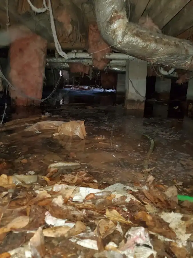 Crawl space flood assessment for Commercial Water Damage Restoration in Hollis